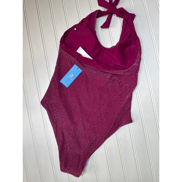 NWT Cupshe Tummy Control One Piece Swimsuit V-Neck Halter Surf BUNDLE Size S - Picture 5 of 7